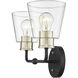 Cameron 2 Light 15 inch Matte Black/Modern Gold Vanity Light Wall Light
